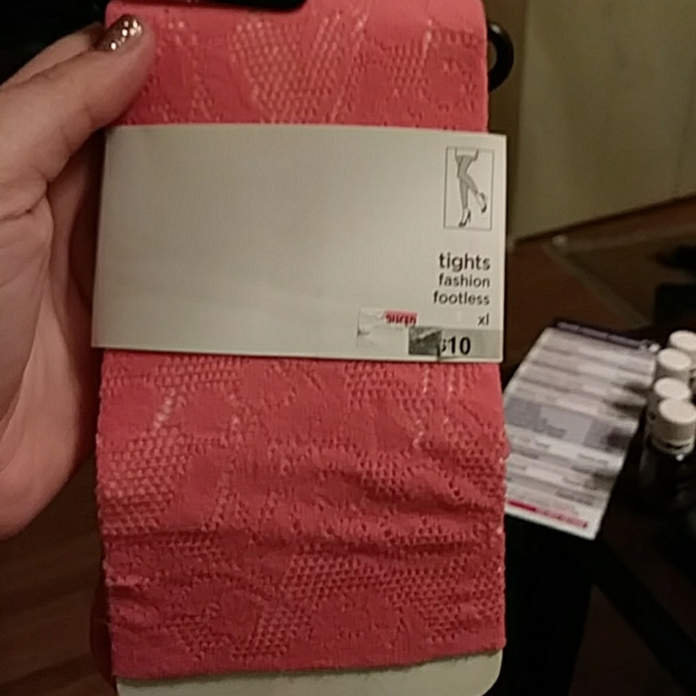 Coral flower footless tights, XL